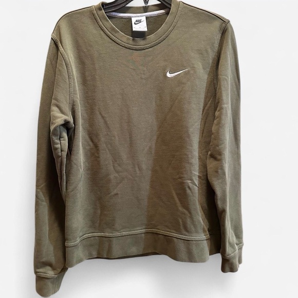 Nike Classic Olive Crewneck Cotton Sweater Womens Medium - Picture 3 of 6
